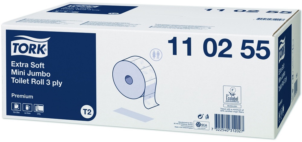 Toilettenpapier Tork Premium Mini T2 Jumbo Grossrolle 3-lagig weiss