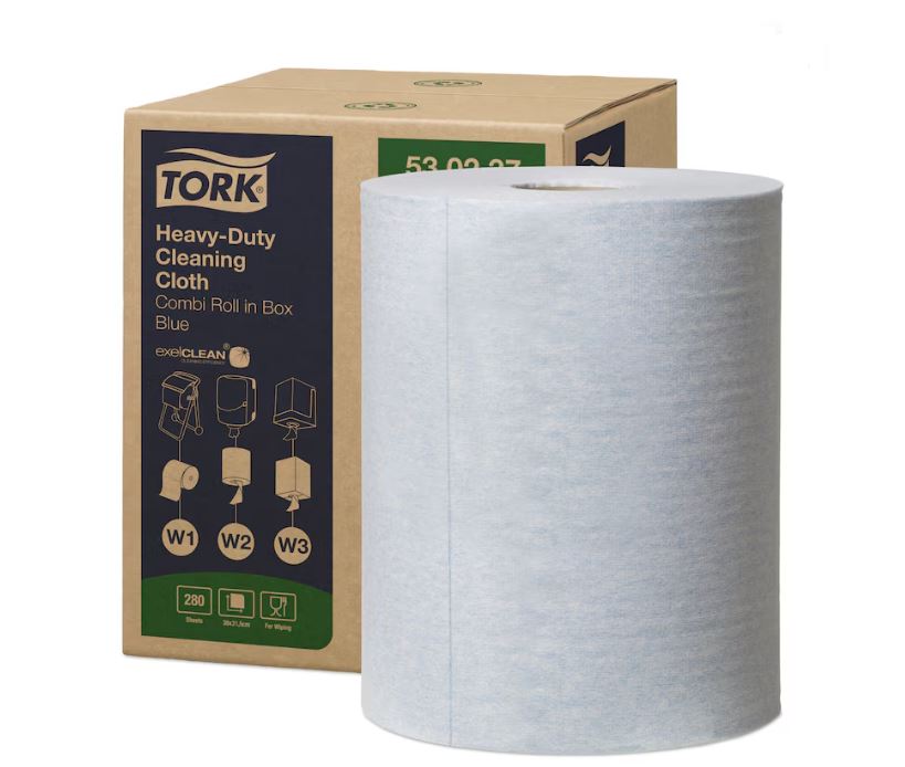 Reinigungstuch Tork Performance W1/W2/W3  Extra Stark 1-lagig blau 