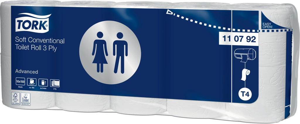 Toilettenpapier Tork Advanced 3-lagig Recycling naturweiss
